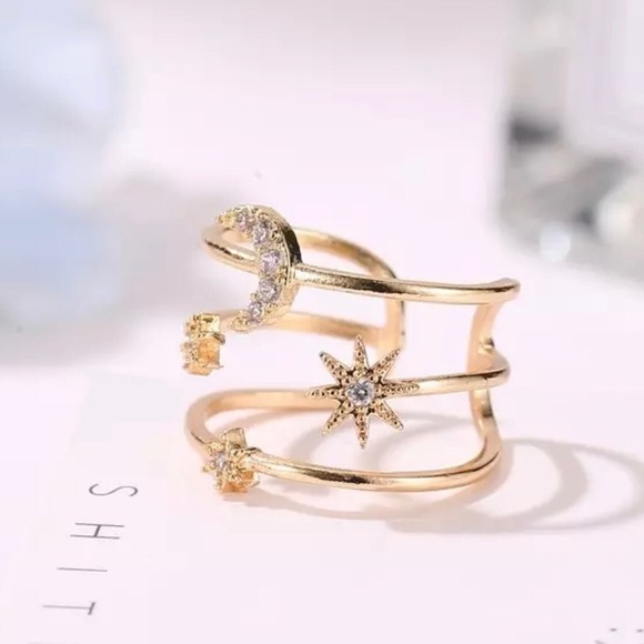Rhinestone Moon & Star Layered Ring - Picture 3 of 5